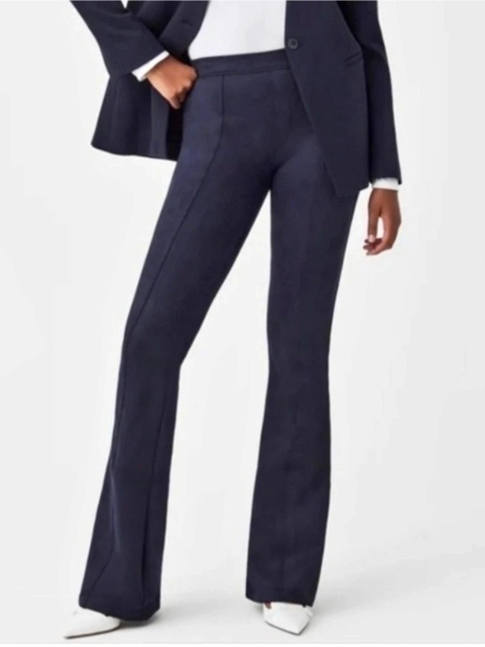 SPANX Faux Suede Flare Pants Blue